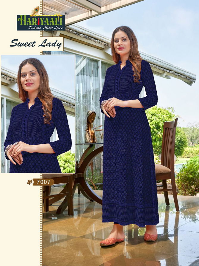 Sweet Lady Heavy Fancy Party Wear Rayon Long Kurti Collection